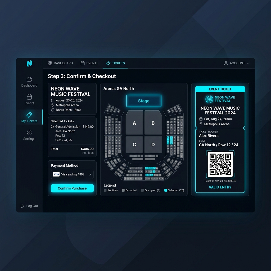 E-ticketing system screen