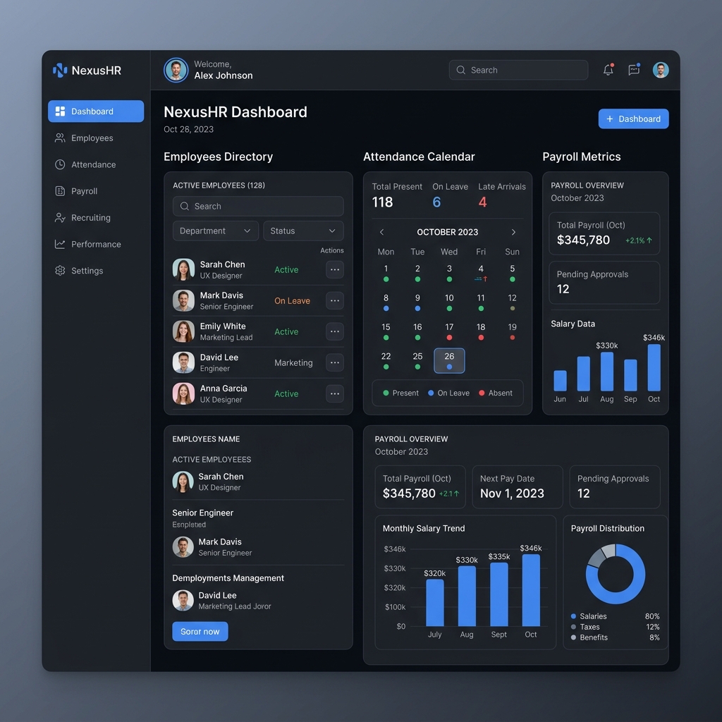HR Management system application interface